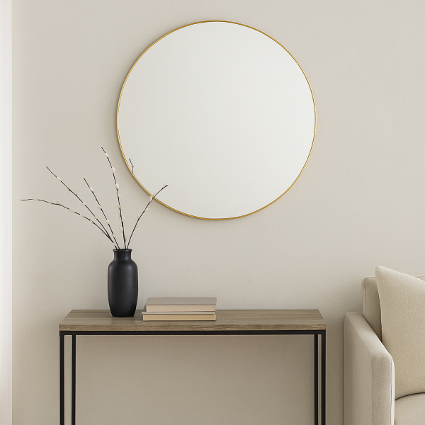 Espejo Circular Decorativo – Dorado (80 cm)