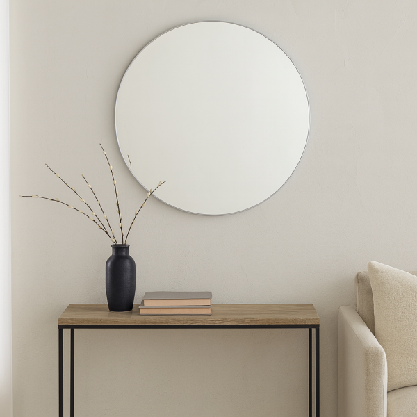Espejo Circular Decorativo – Plateado (80 cm)