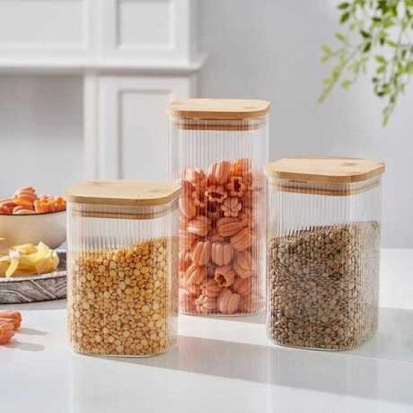 Frasco de vidrio tapa de bamboo 750ml