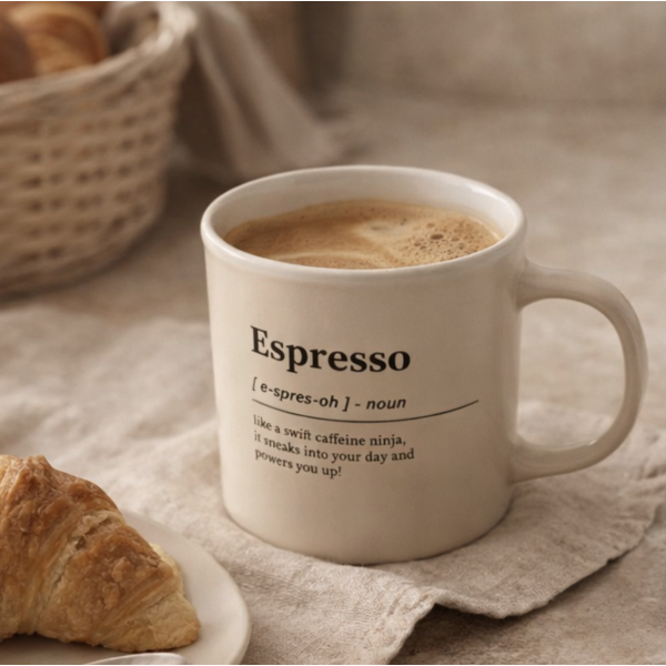 Jarro Mug Espresso 300 ml – Crema & Blanco