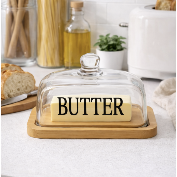 Mantequera “Butter” – Vidrio & Madera
