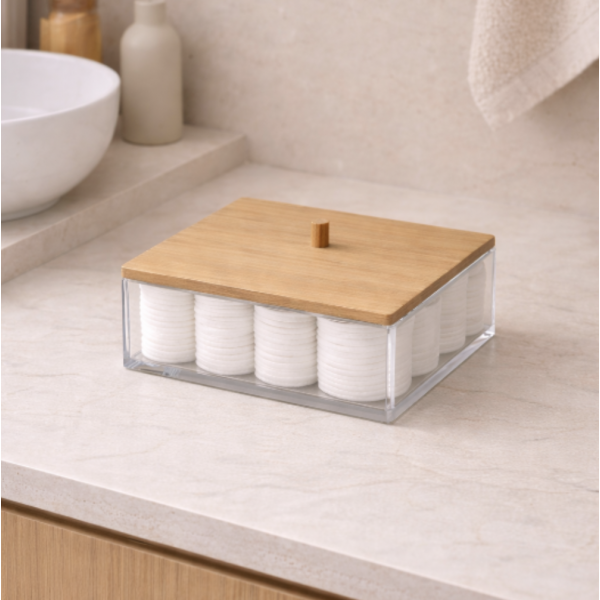 Organizador Multiuso Cuadrado – Acrílico & Bambú