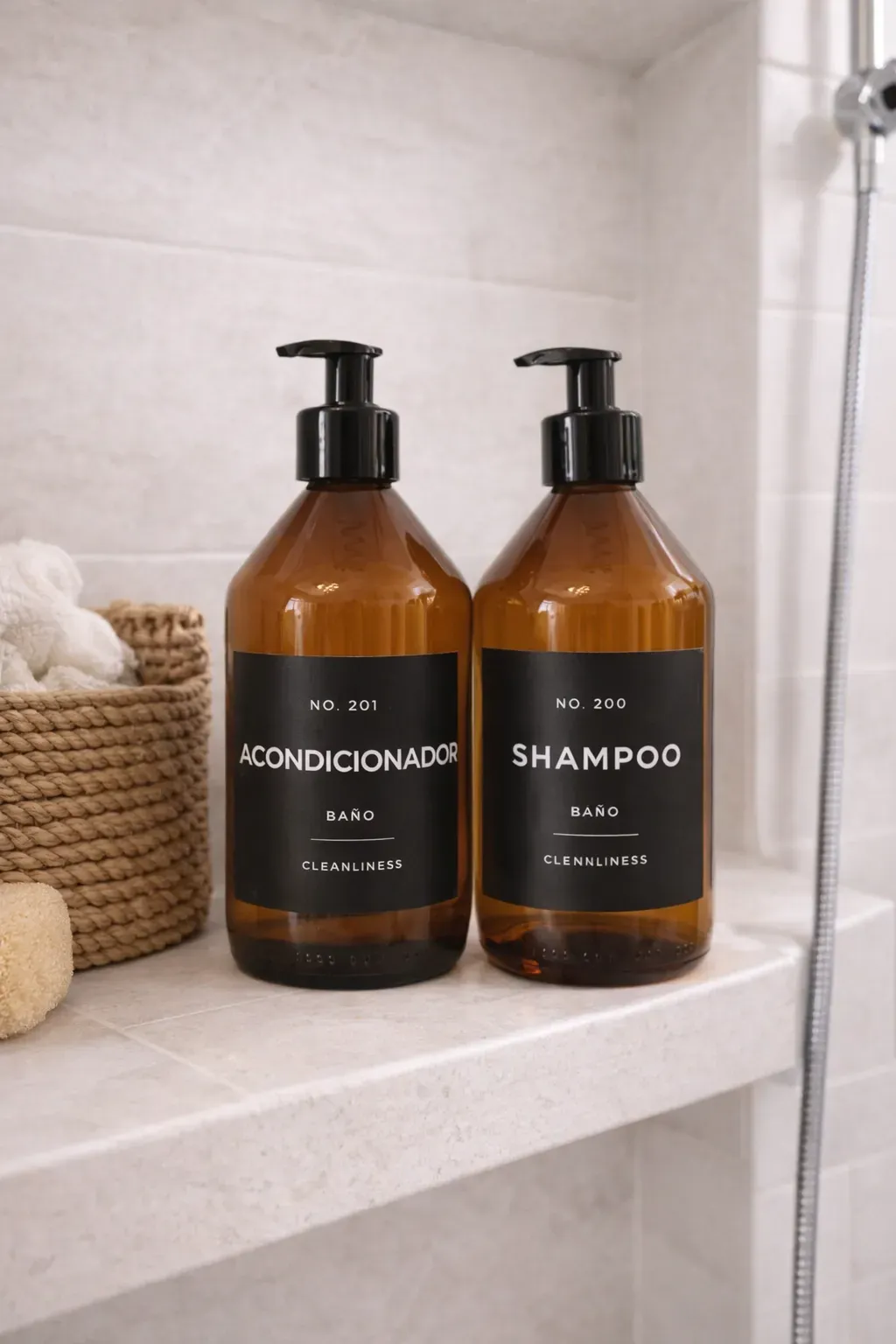 SET BAÑO VIDRIO AMBAR BLACK 500cc