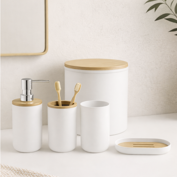 Set de Baño 5 Piezas Blanco