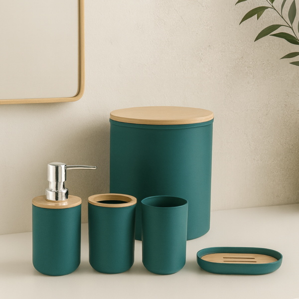 Set de baño combinado 5 piezas  petroleo