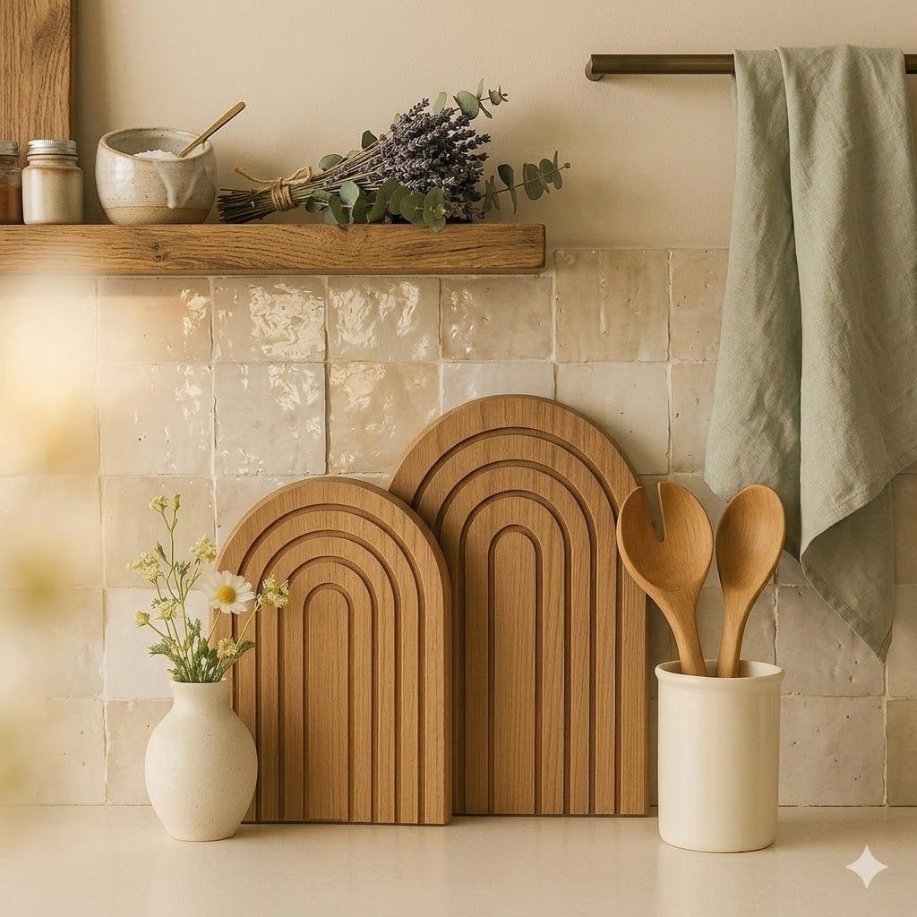 Set x2 Bandejas de Madera Deco Diseño Arcos