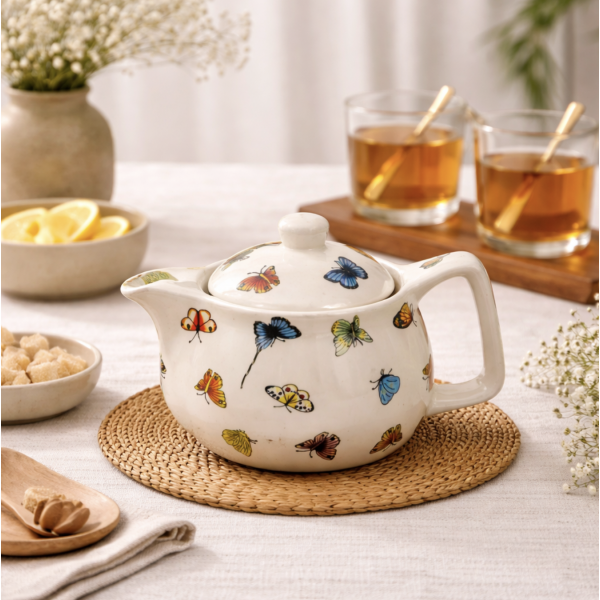 Tetera de Porcelana Mariposas