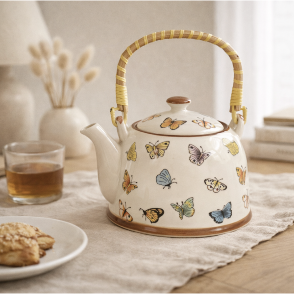 Tetera de Porcelana Mariposas Grande