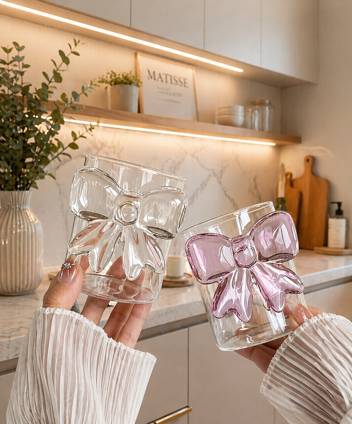 VASO DE VIDRIO MOÑO XL CUTE TRANSPARENTE 350cc