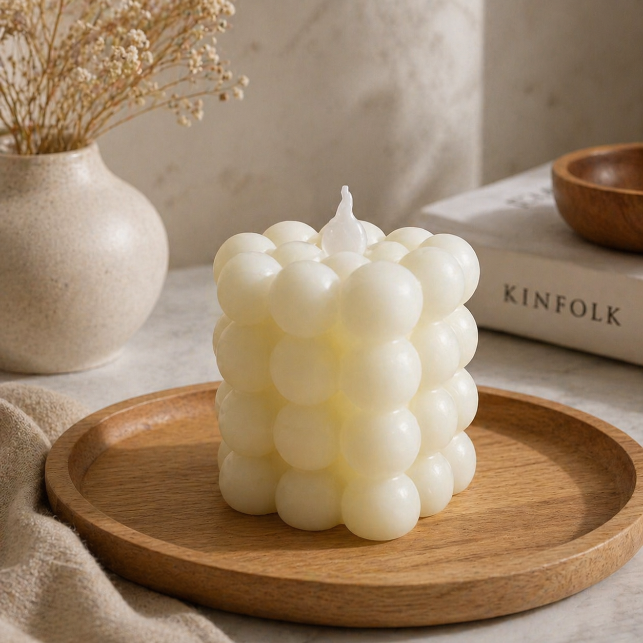 Vela Burbuja Fantasía a Pila Color Cálido Deco