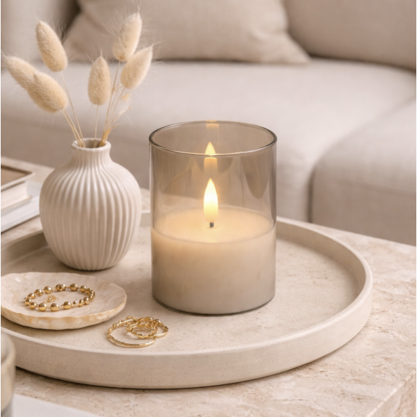 Vela recipiente de vidrio marron