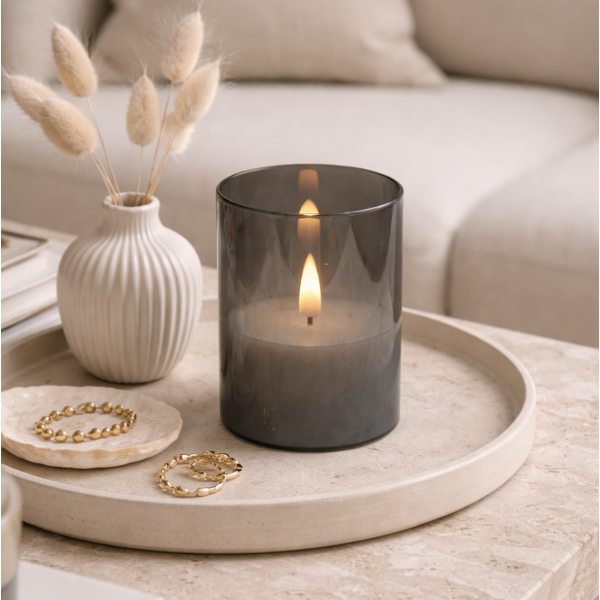 Vela recipiente de vidrio negra