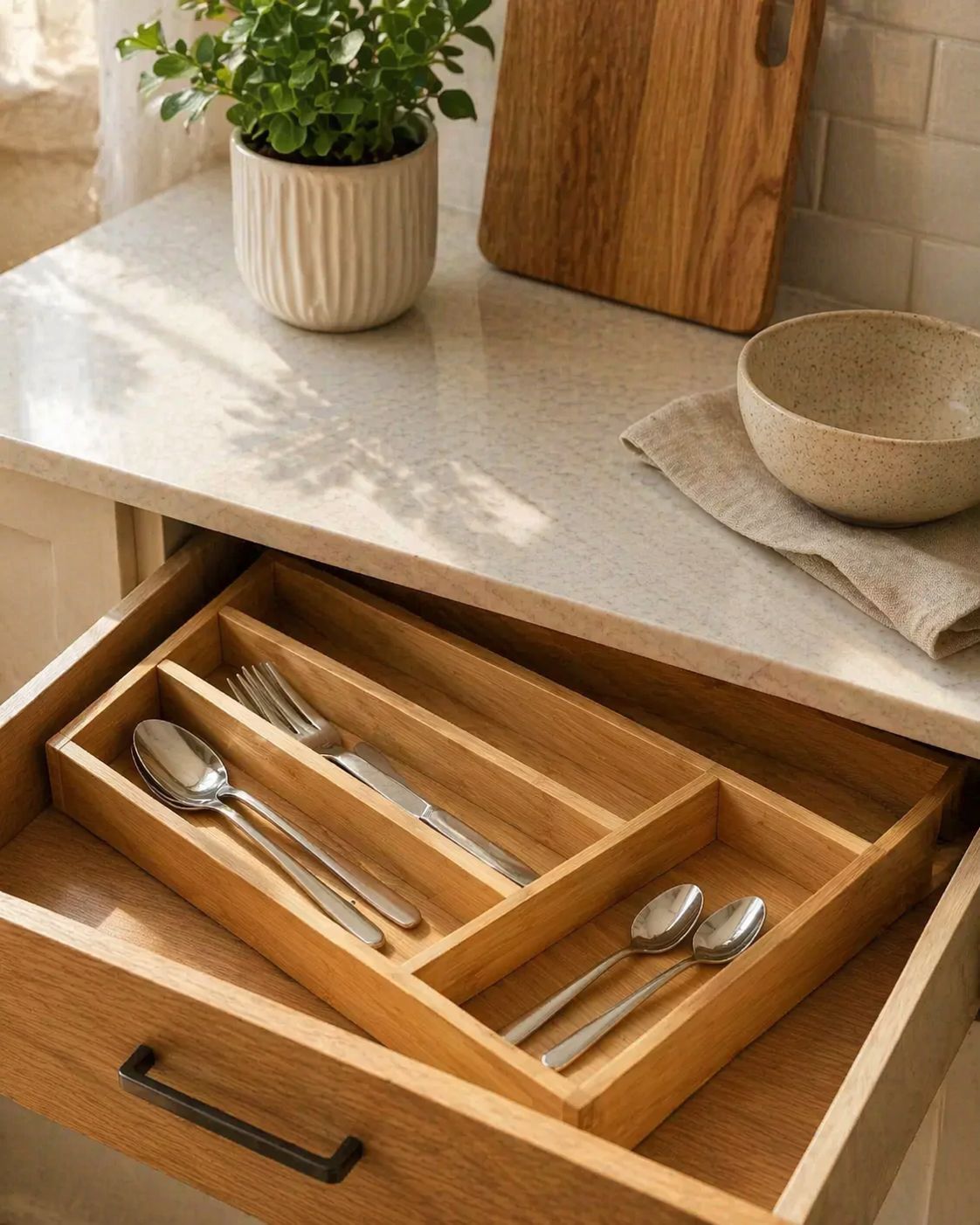 Porta Cubiertos de Bambú para Cajón