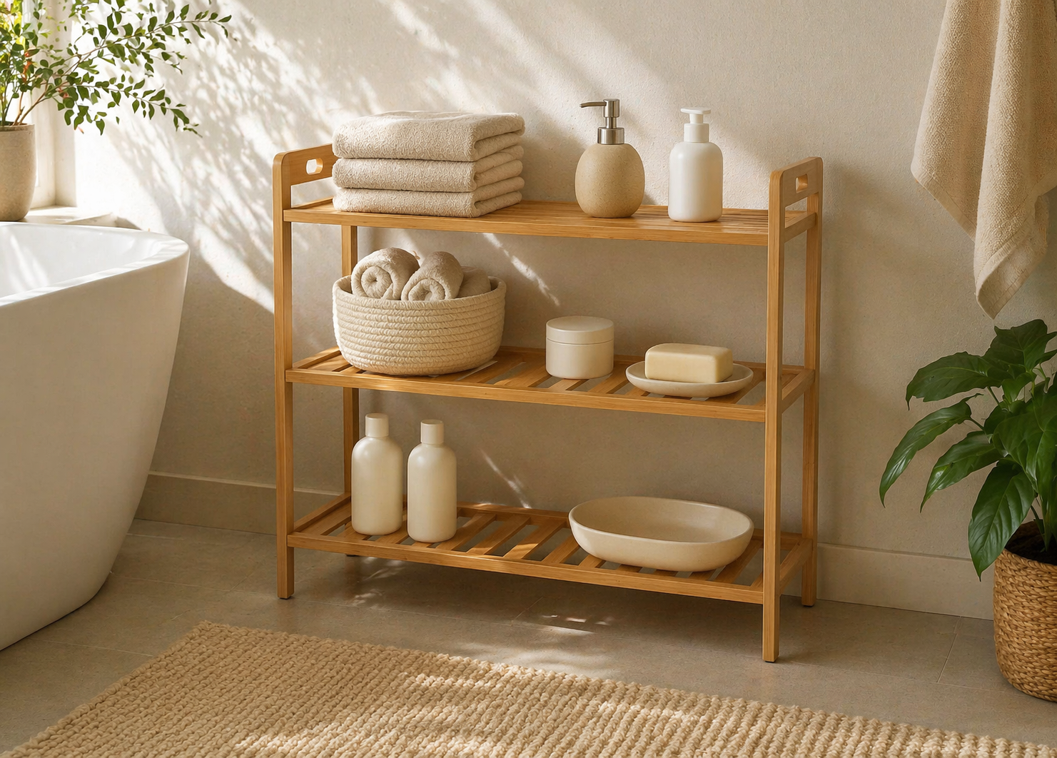 ESTANTERÍA 3 PISOS / ZAPATERO BAMBU