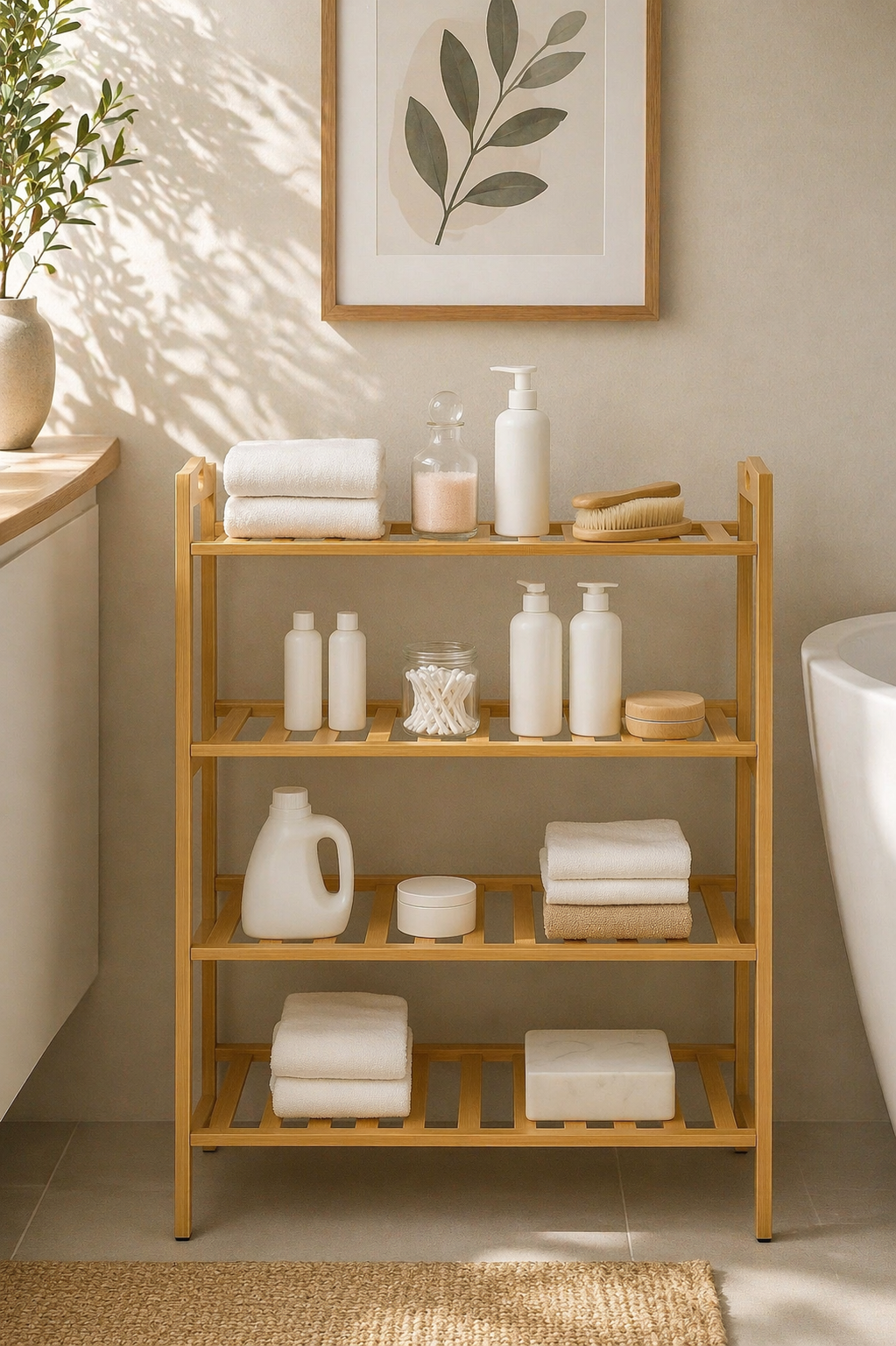 ESTANTERÍA 4 PISOS / ZAPATERO BAMBU