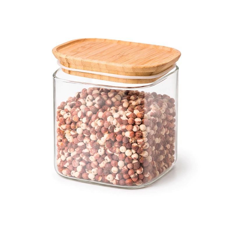 Frasco de Vidrio Hermético Tapa Madera