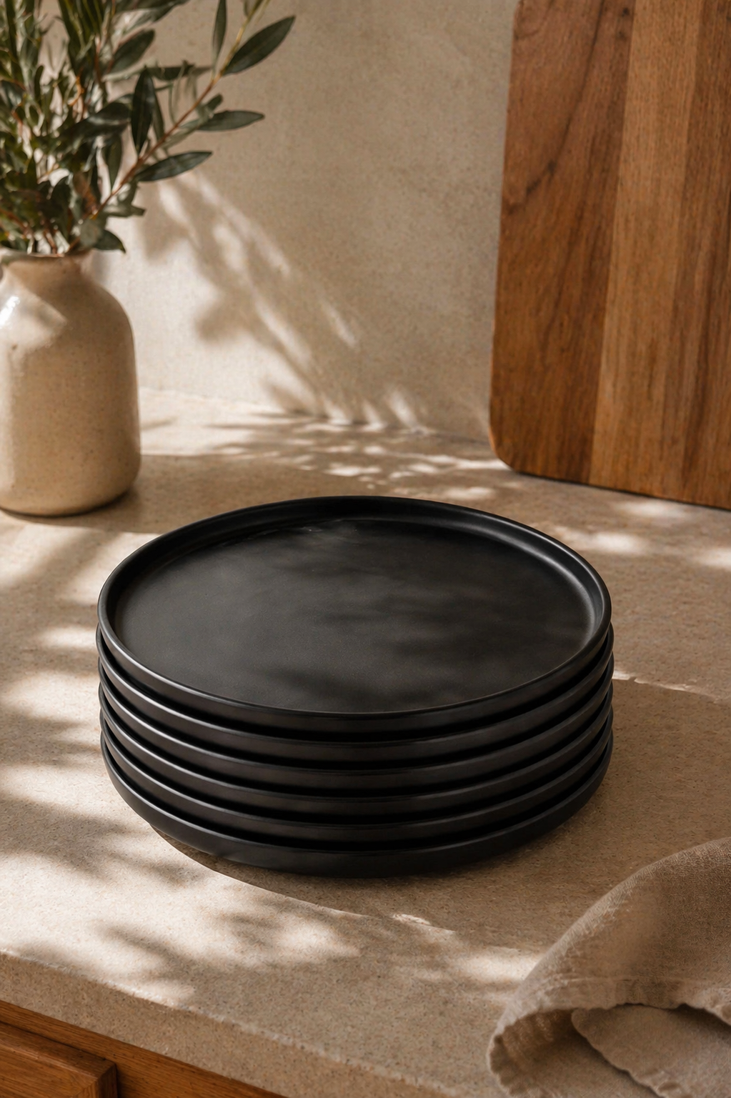 Set x6 Platos Playos Black Jasper