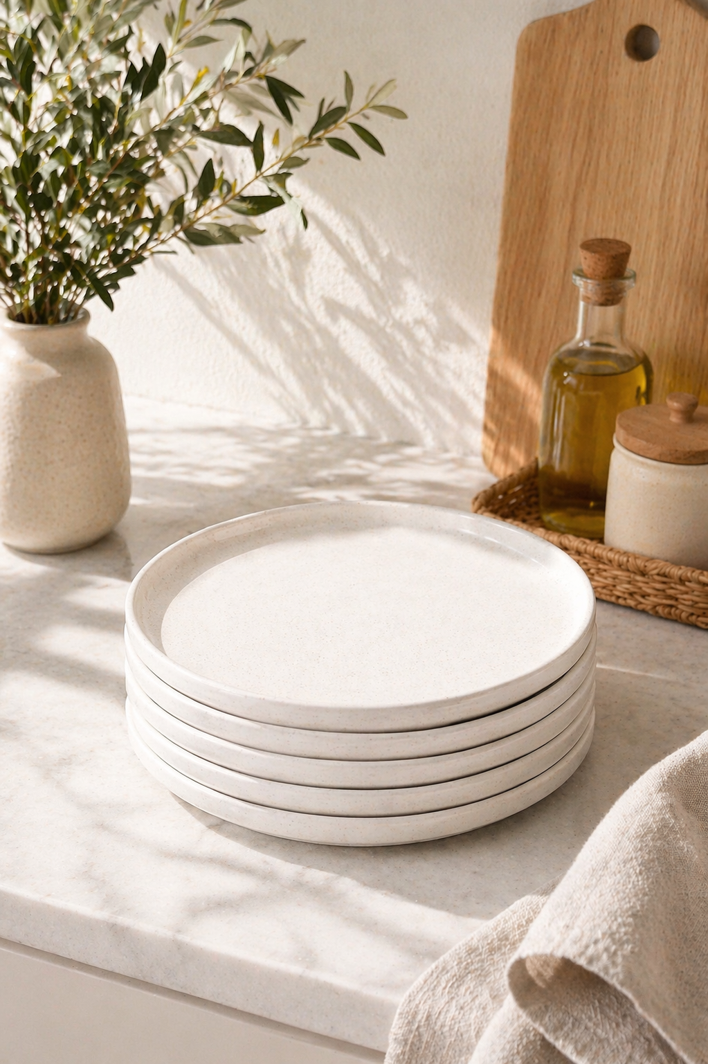 Set x6 Platos Playos White Jasper