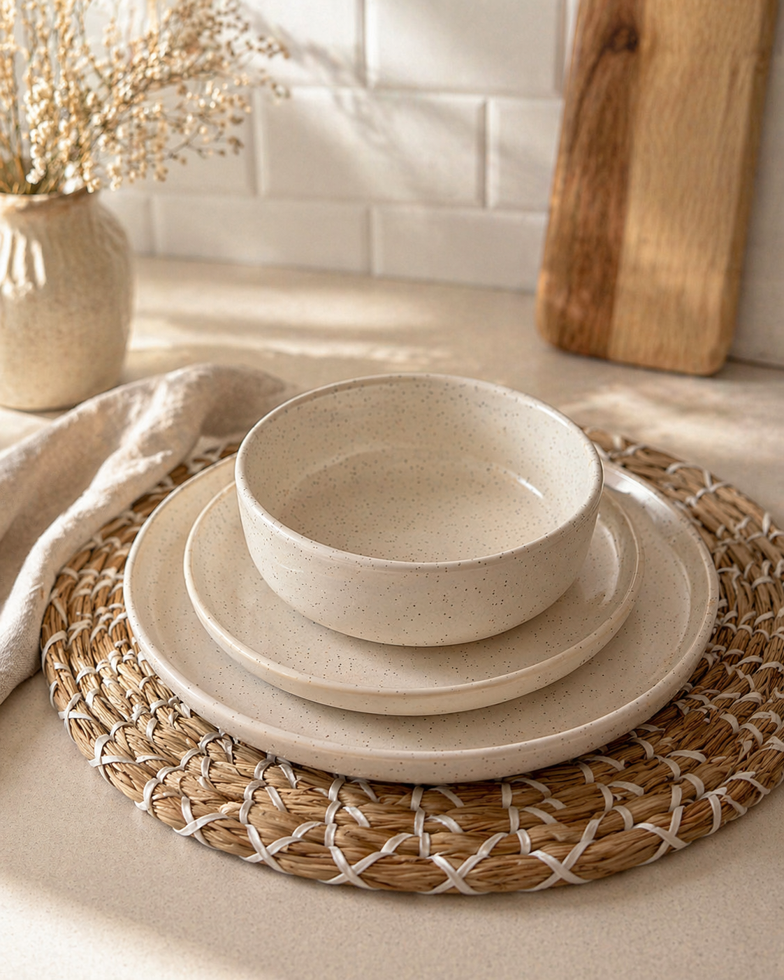 SET X3 COMBO PLATOS JASPEADOS VAJILLA