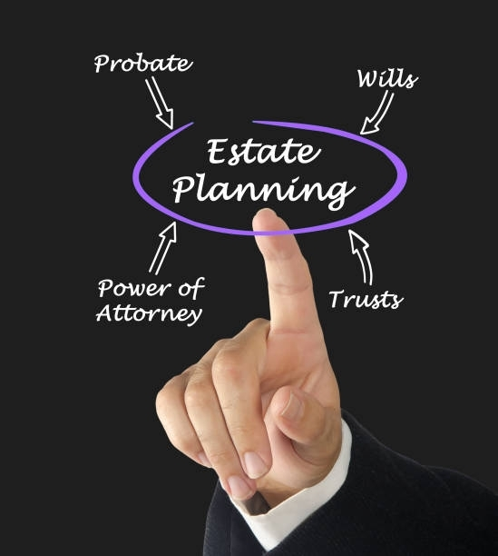 A person is pointing at a diagram of estate planning