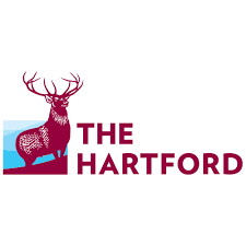 A logo for the hartford with a deer on a hill.