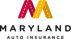 A logo for maryland auto insurance with a red , yellow and black letter m