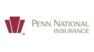 The penn national insurance logo is red and white.