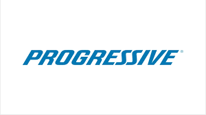 The logo for progressive is blue and white on a white background.