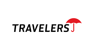 The travelers j logo has a red umbrella on it.