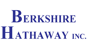 The berkshire hathaway inc logo is blue and white on a white background.