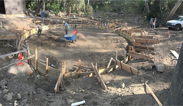 Construction site, circular foundation.