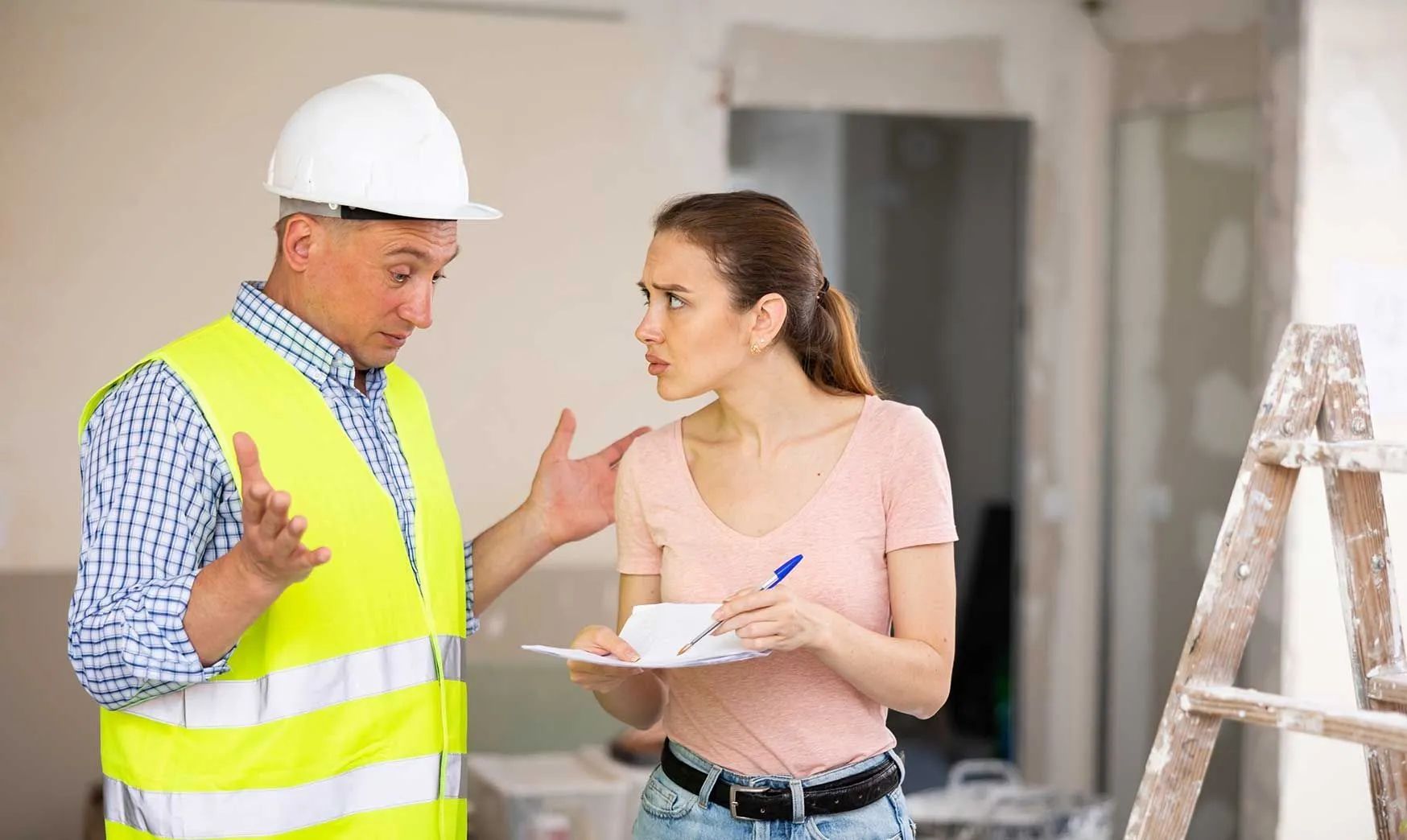 Construction dispute between a worker and client in a building under renovation