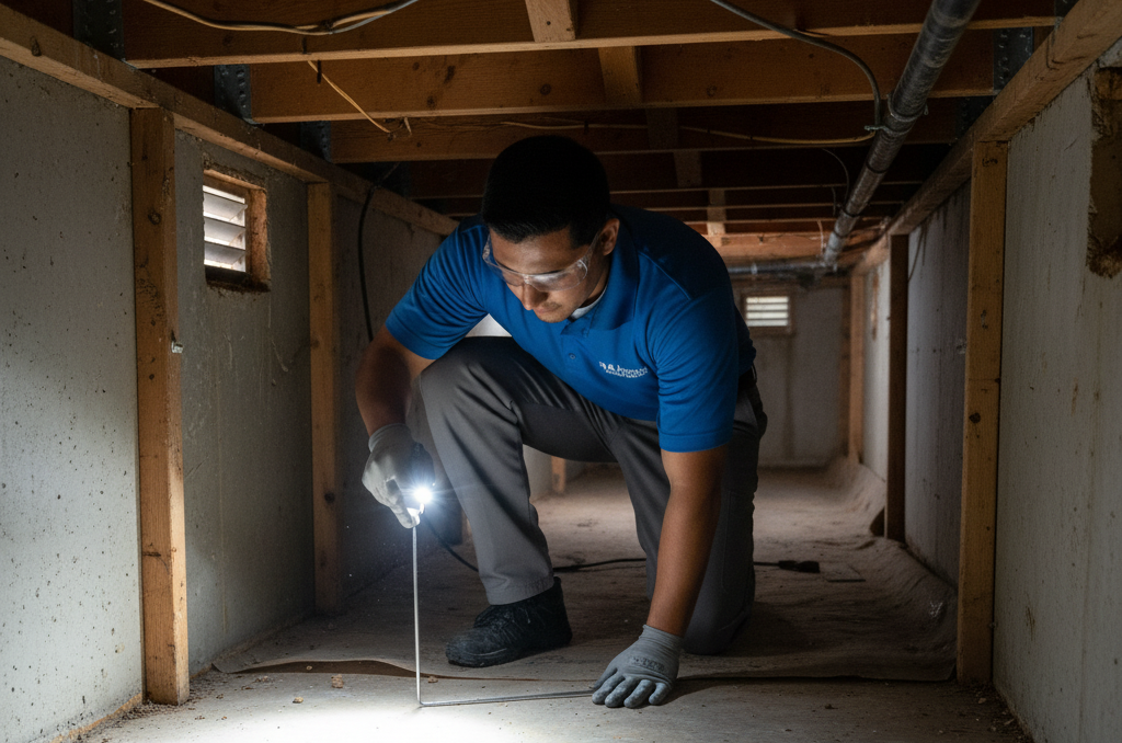Southlake technician inspecting under a southlake home