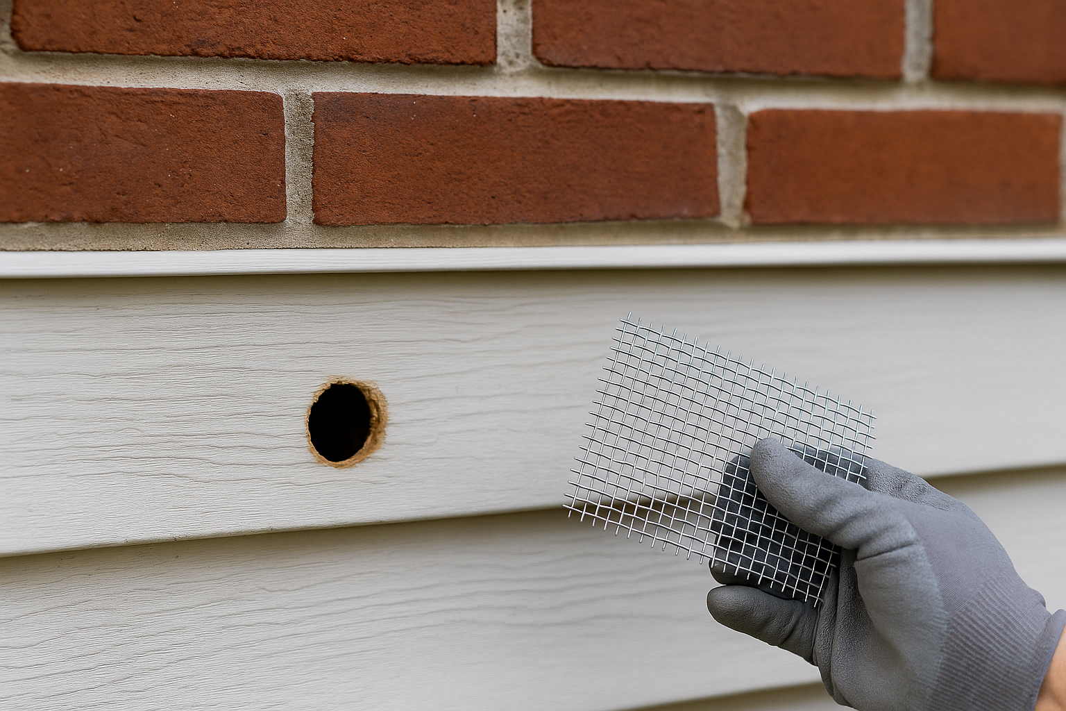 Rodent entry point repair with steel mesh exclusion barrier in Southlake