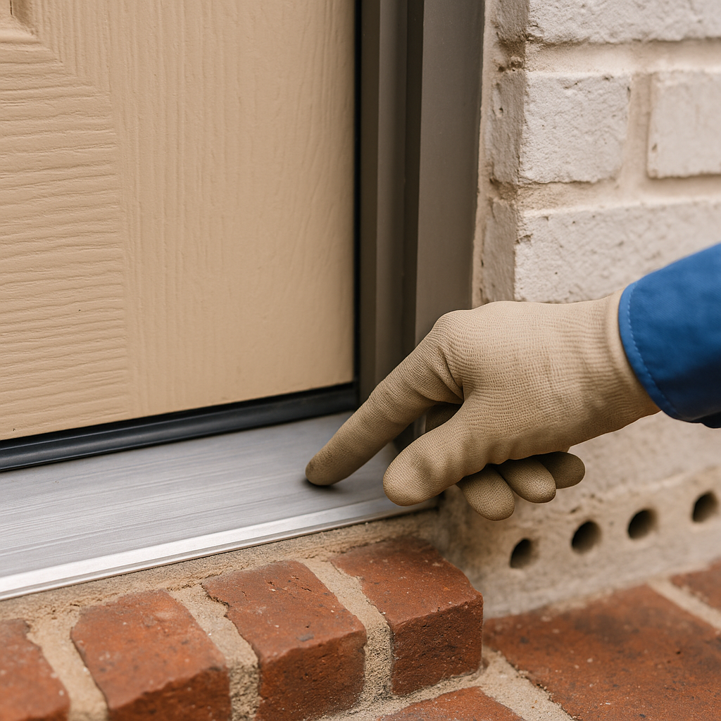 Technician identifying a common pest entry point on a Southlake home