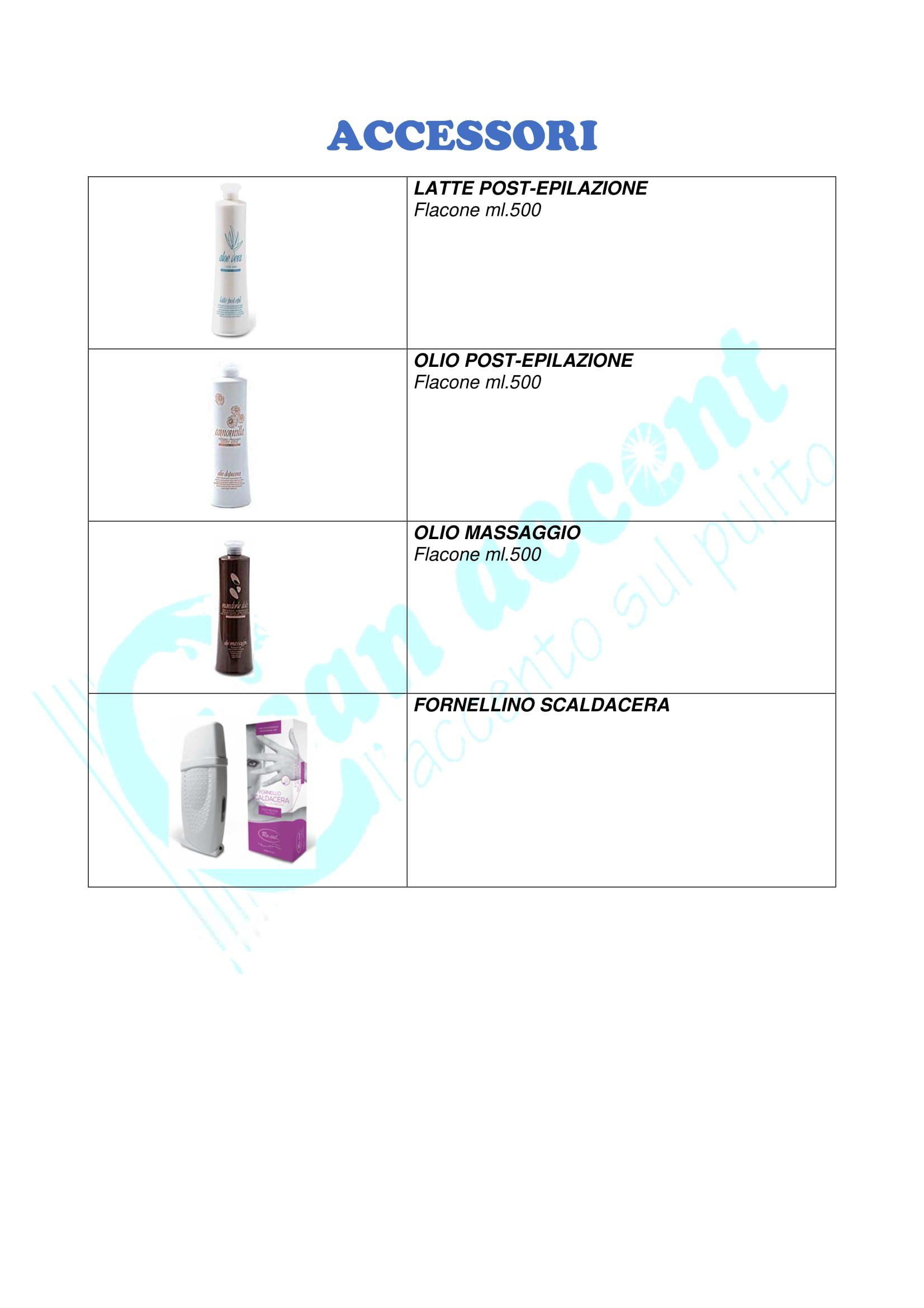 catalogo prodotti post-epilazione