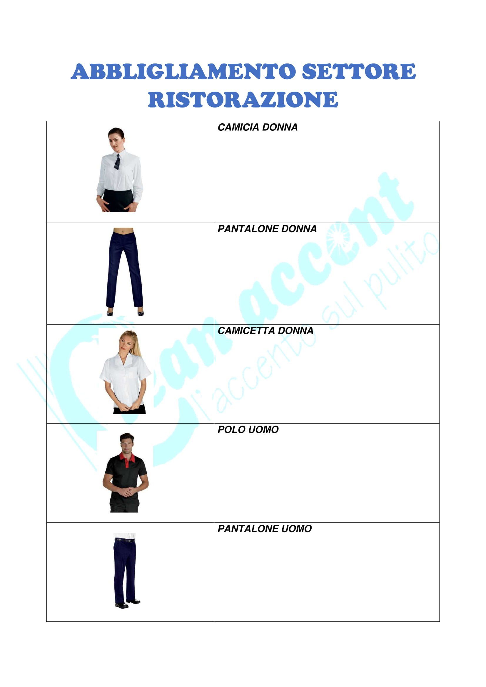catalogo indumenti per il settore della ristorazione