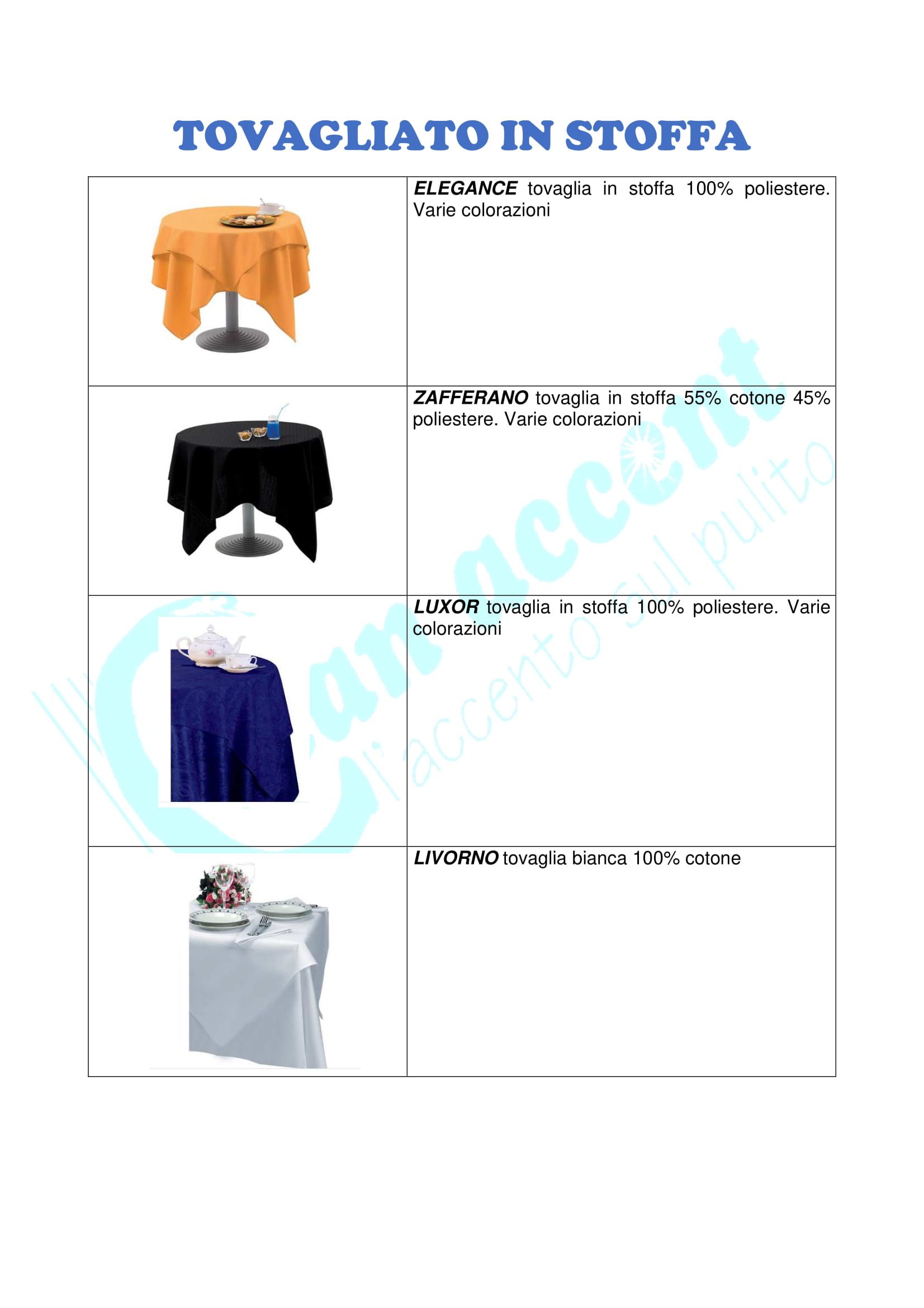 catalogo del tovagliato in stoffa