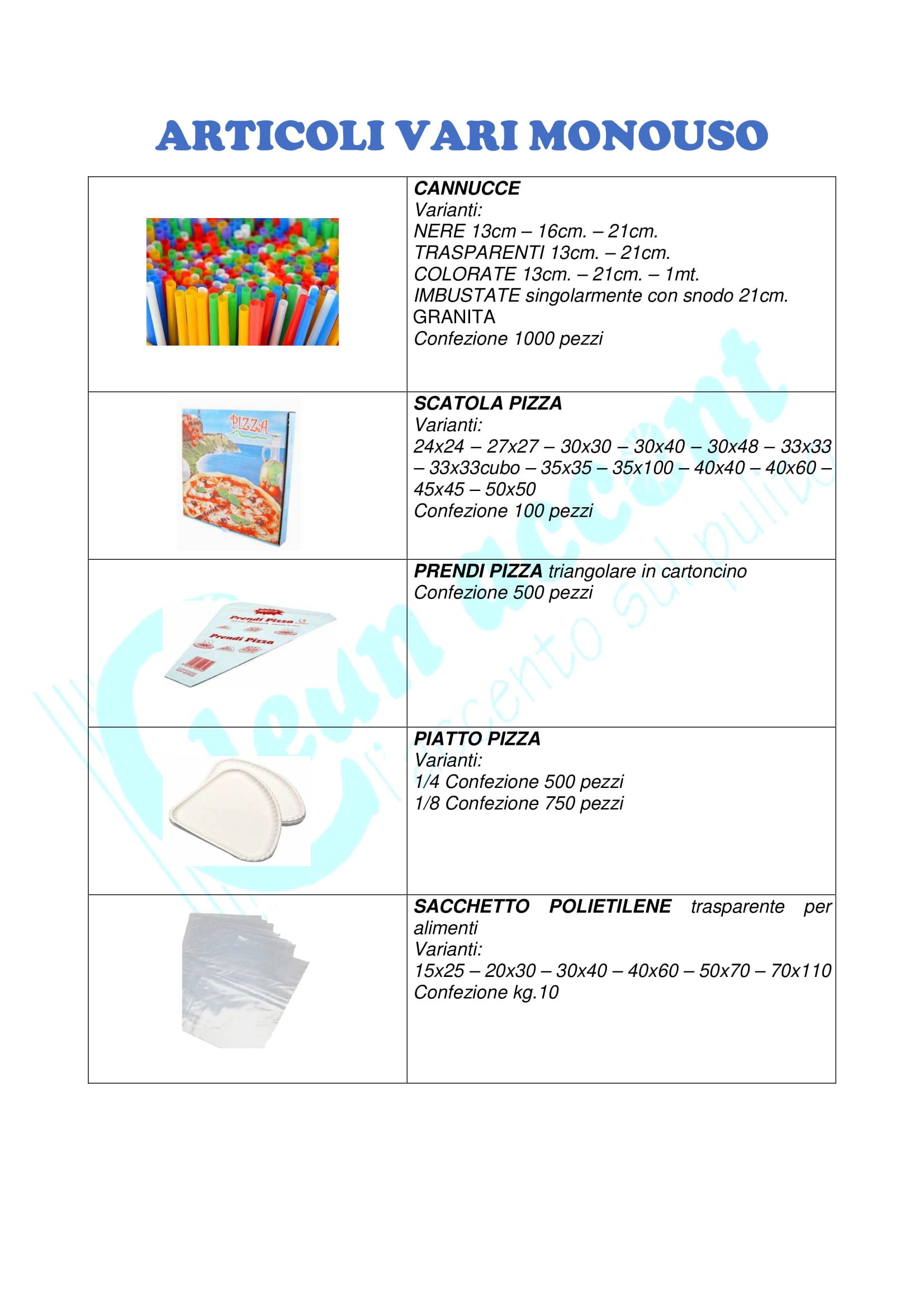 catalogo di articoli monouso