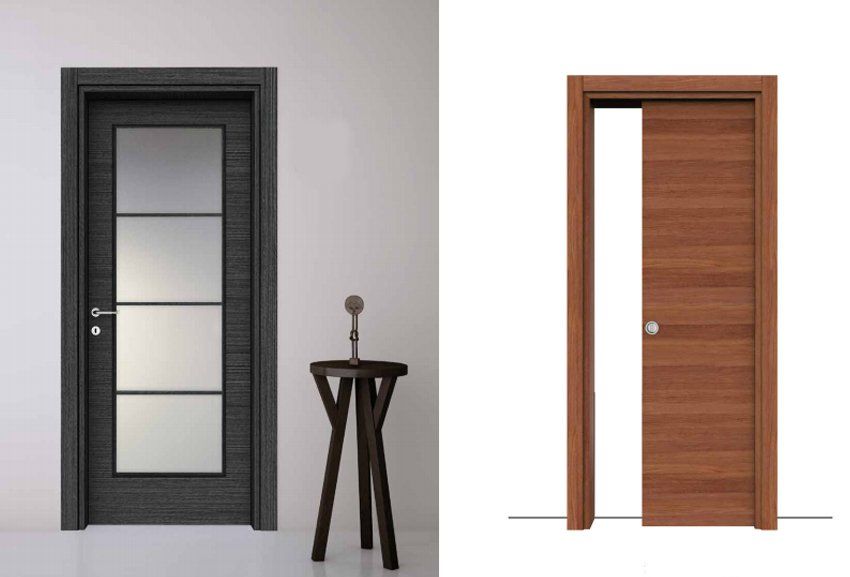 porta nera con vetrata