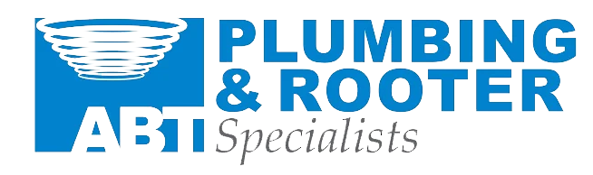 A blue and white logo for plumbing and rooter specialists