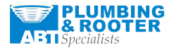 A blue and white logo for plumbing and rooter specialists