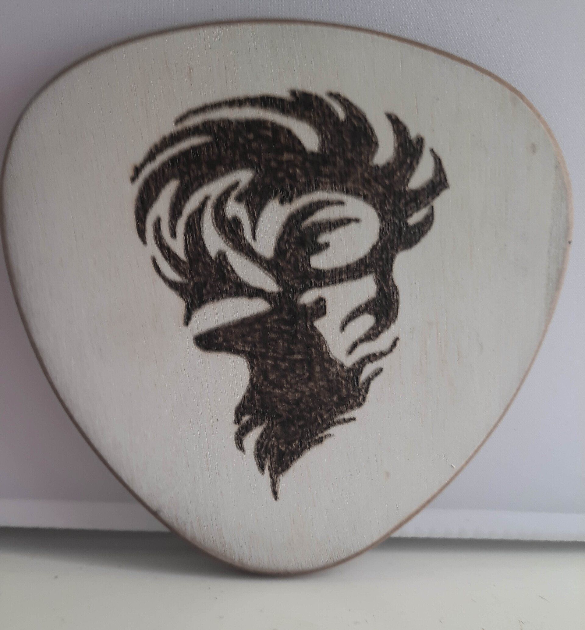 stag, deer, silhouette, coaster, celtic, design, pyrography, wood