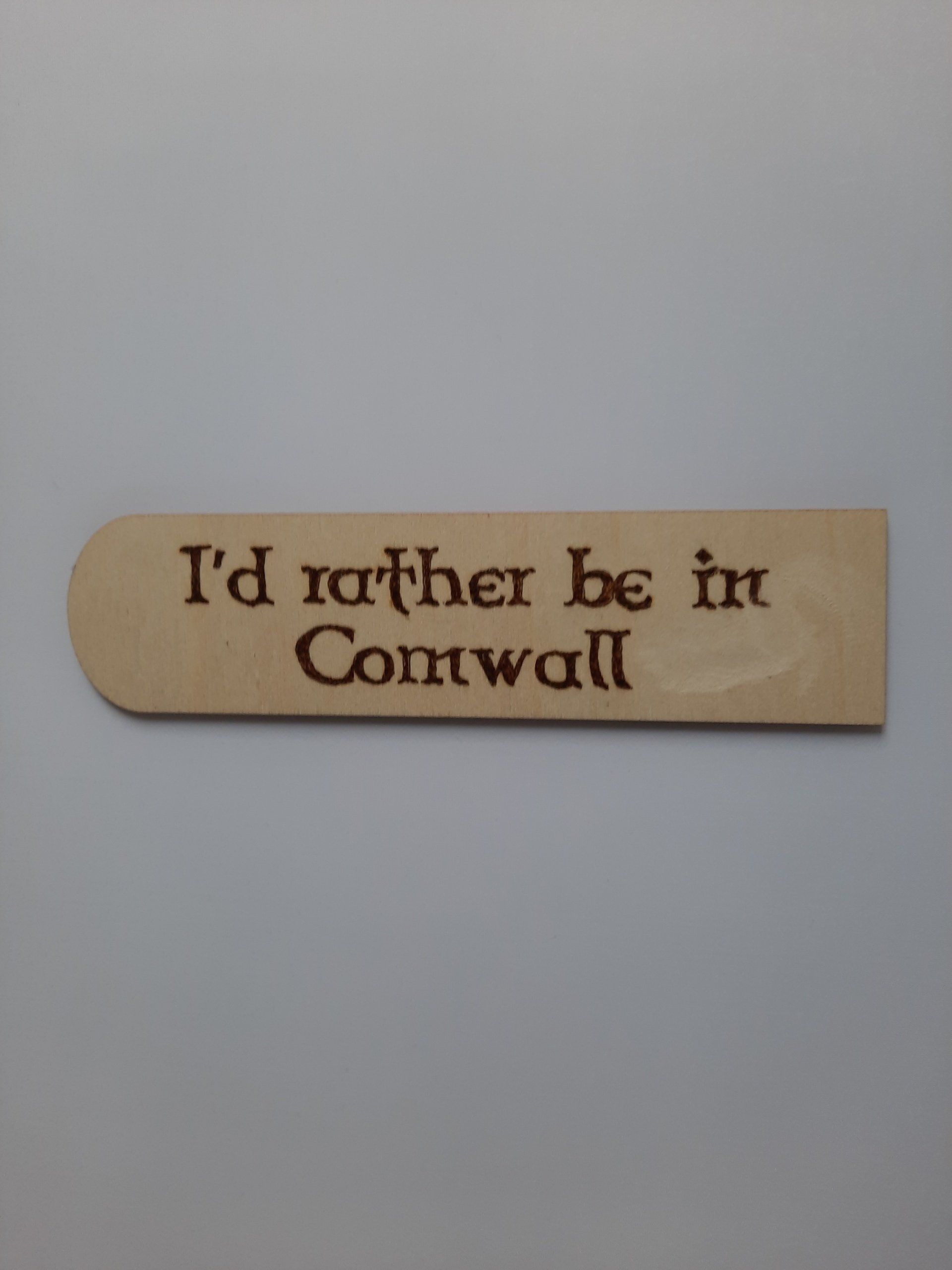 I'd rather be in Cornwall pyrography bookmark
