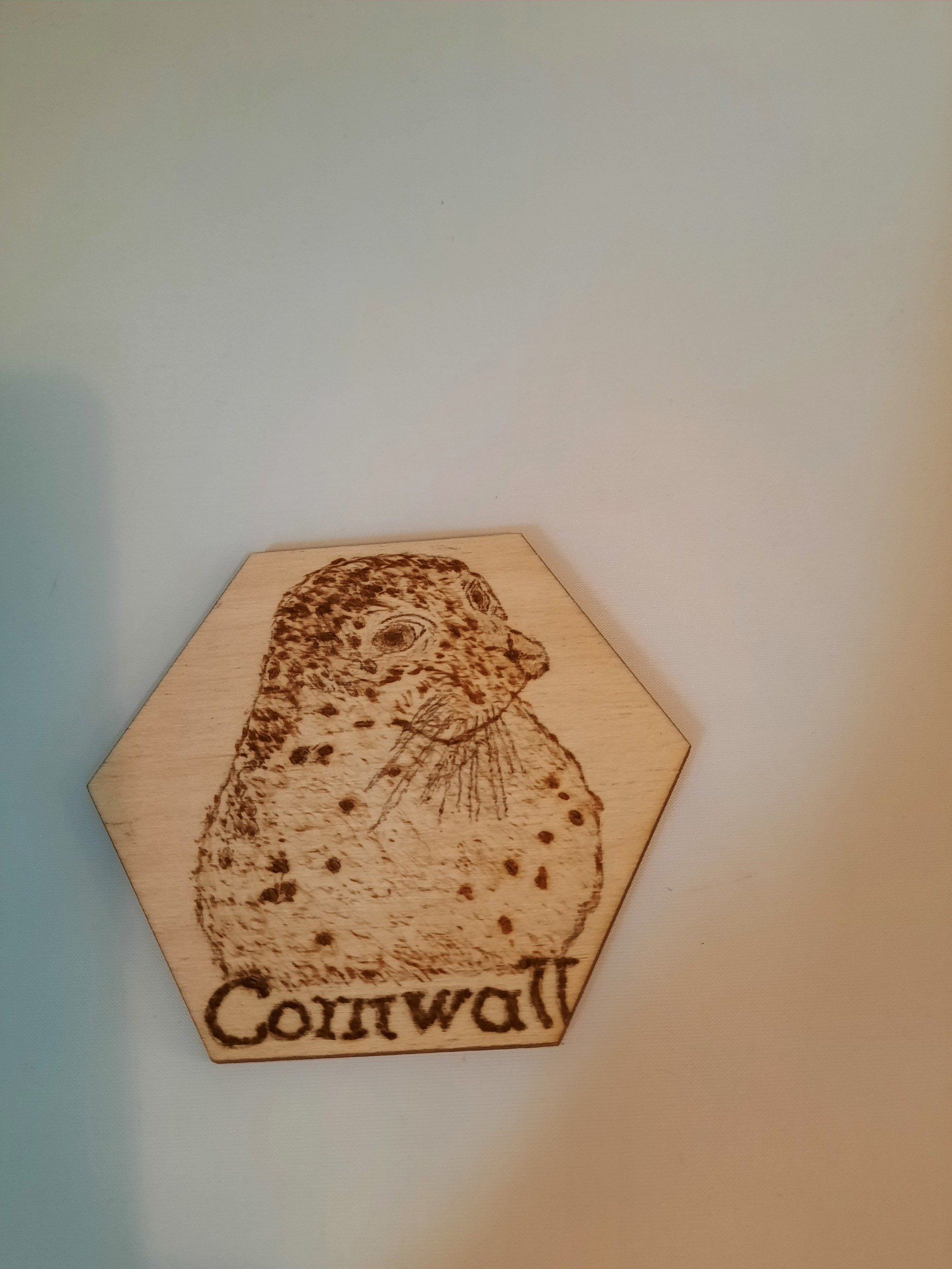 Pyrography Seal Magnet.  A fun gift from Cornwall
