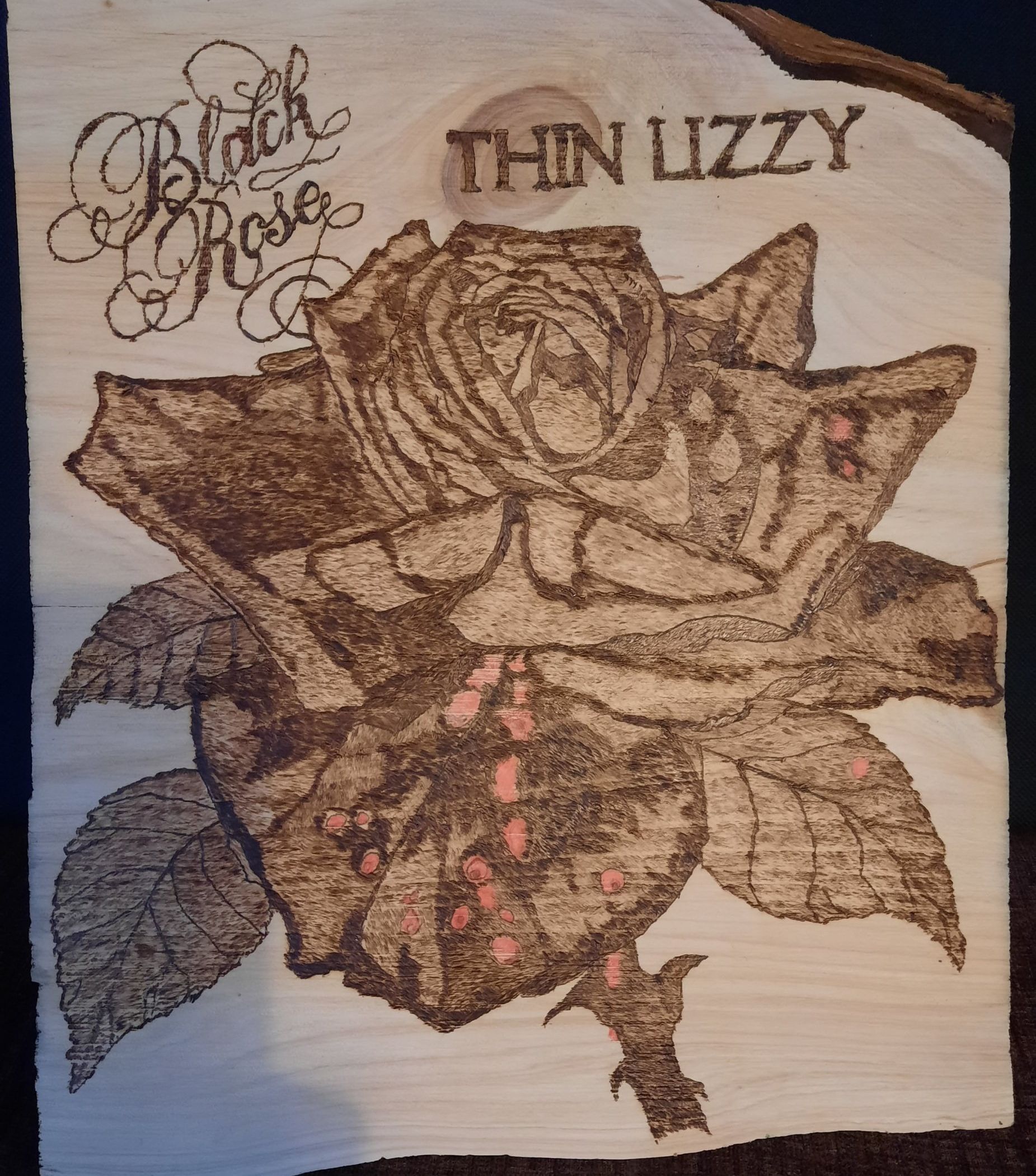 Thin Lizzy - Black Rose, ornament, wood, portrait, pyrography
