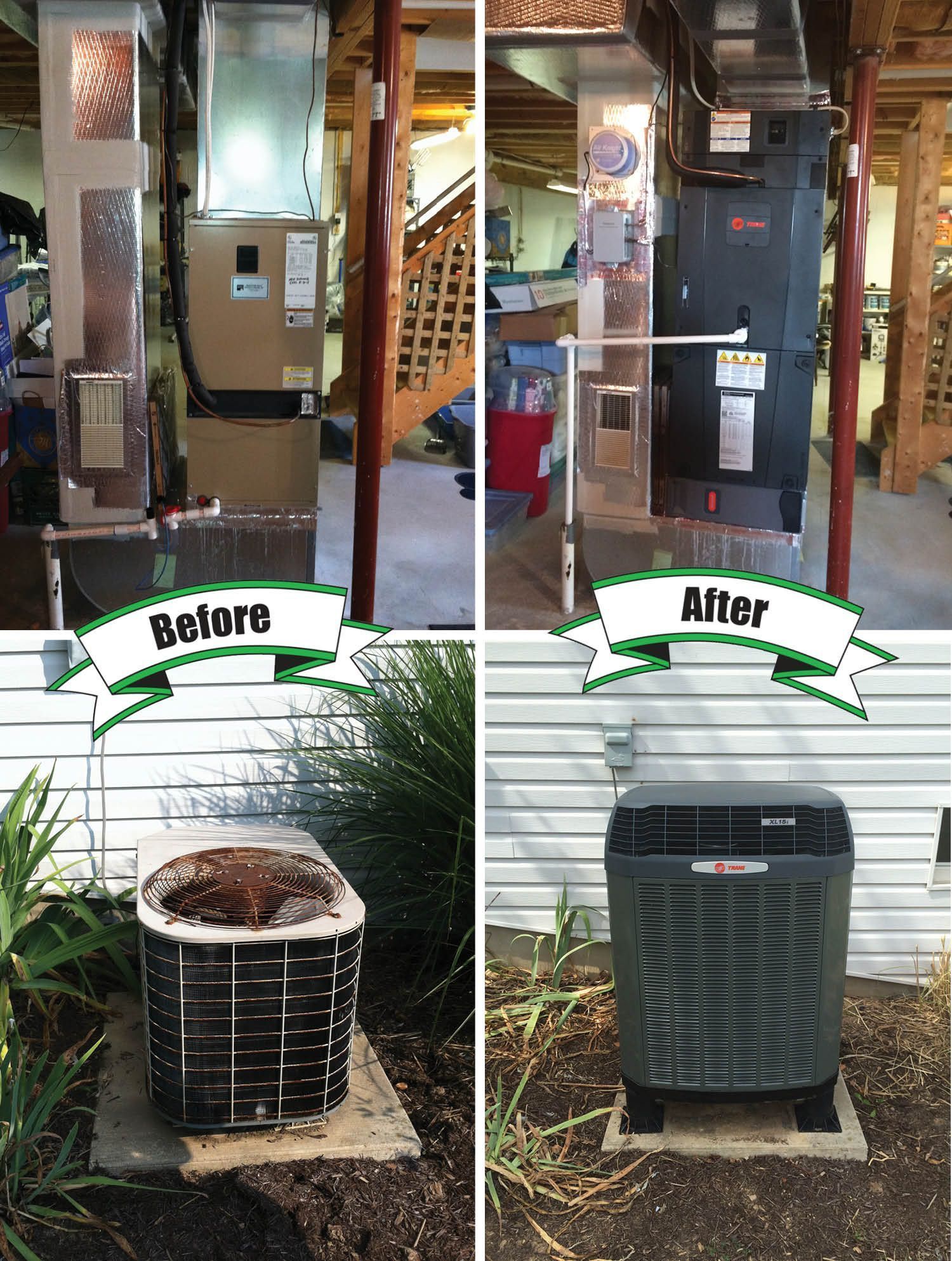 A before and after picture of an air conditioner