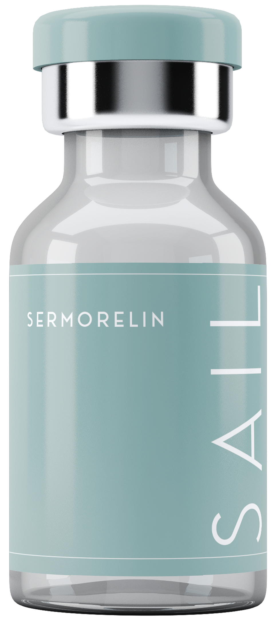 Sermorelin injection vial on white background