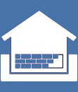 An icon of a house with a brick wall in the basement.