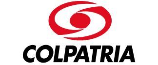 Un logotipo rojo y blanco para colpatria sobre un fondo blanco.